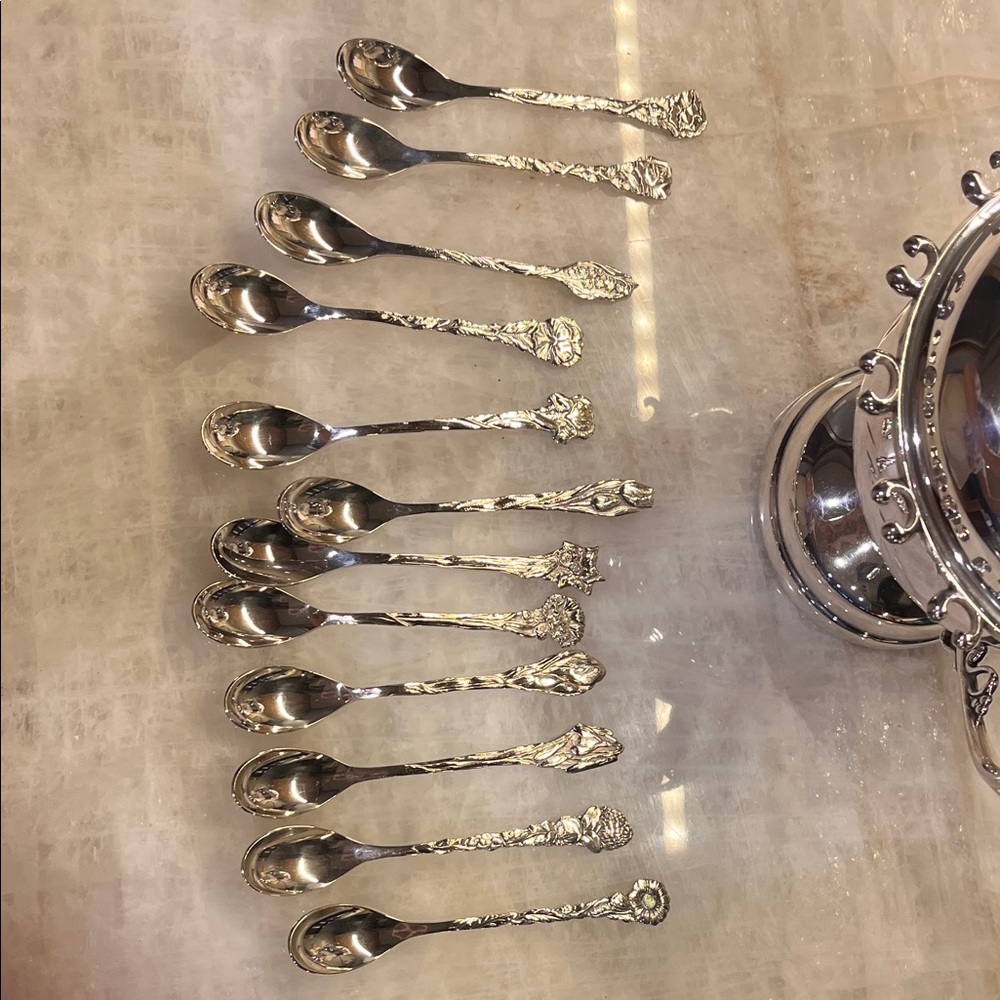 Silver Ornate sugar spoon set Home Accents.  Set of 12